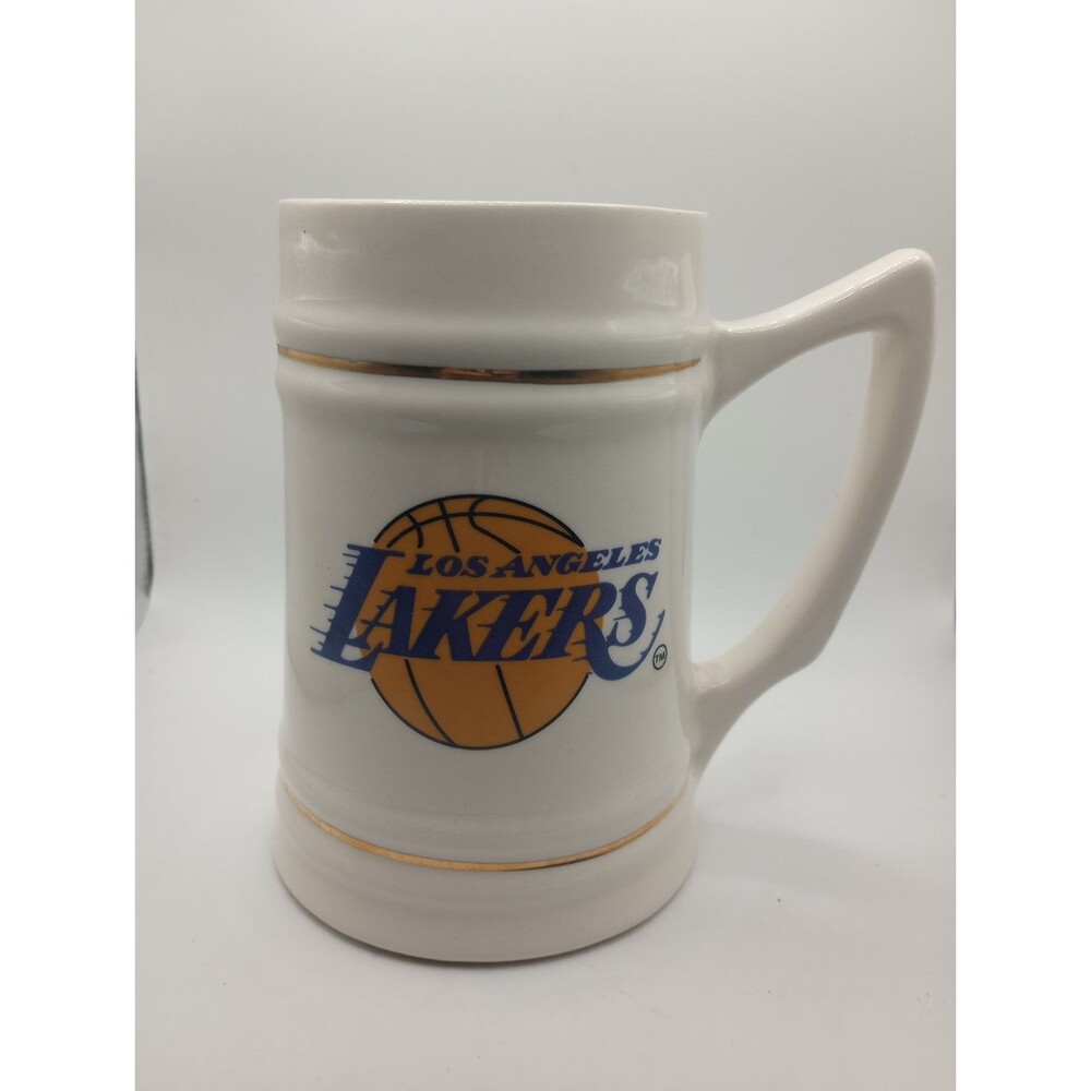 Vintage Los Angeles Lakers Ceramic Mug Stein with Gold Trim